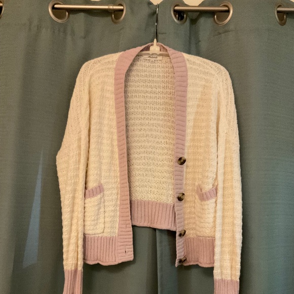 Sweet lil’ Madewell cream and lilac cardigan sweater - Picture 13 of 15
